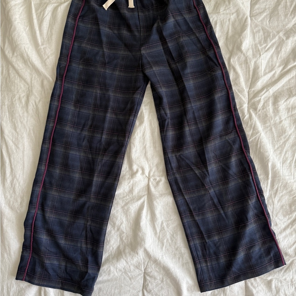 Zara Girl Plaid Pants - Navy and Burgundy
